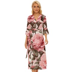 Rose Flower Seamless Midsummer Wrap Dress by Bedest