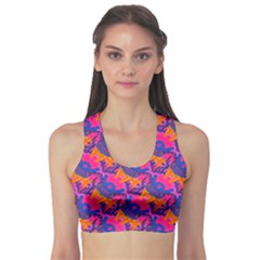 Purple Blue Abstract Pattern Fitness Sports Bra by Bedest