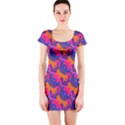 Purple Blue Abstract Pattern Short Sleeve Bodycon Dress View1