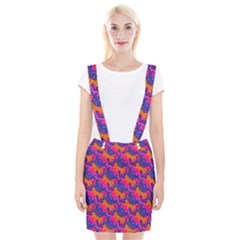 Purple Blue Abstract Pattern Braces Suspender Skirt by Bedest