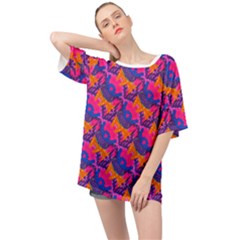 Purple Blue Abstract Pattern Oversized Chiffon Top by Bedest