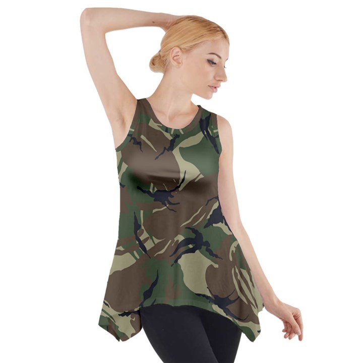 Camouflage Pattern Fabric Side Drop Tank Tunic