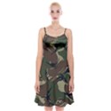 Camouflage Pattern Fabric Spaghetti Strap Velvet Dress View1