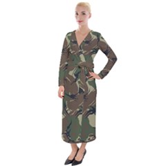 Camouflage Pattern Fabric Velvet Maxi Wrap Dress by Bedest