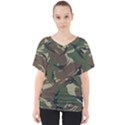 Camouflage Pattern Fabric V-Neck Dolman Drape Top View1