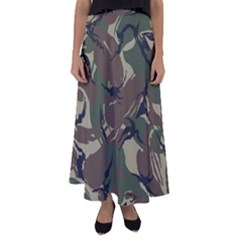 Camouflage Pattern Fabric Flared Maxi Skirt