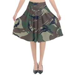 Camouflage Pattern Fabric Flared Midi Skirt by Bedest