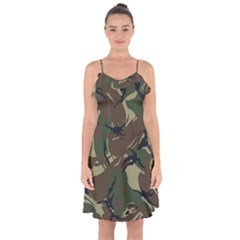 Camouflage Pattern Fabric Ruffle Detail Chiffon Dress by Bedest