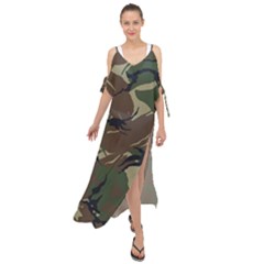 Camouflage Pattern Fabric Maxi Chiffon Cover Up Dress by Bedest