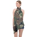 Camouflage Pattern Fabric Halter Asymmetric Satin Top View1