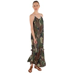 Camouflage Pattern Fabric Cami Maxi Ruffle Chiffon Dress by Bedest