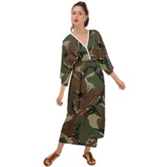 Camouflage Pattern Fabric Grecian Style  Maxi Dress by Bedest