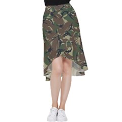 Camouflage Pattern Fabric Frill Hi Low Chiffon Skirt by Bedest