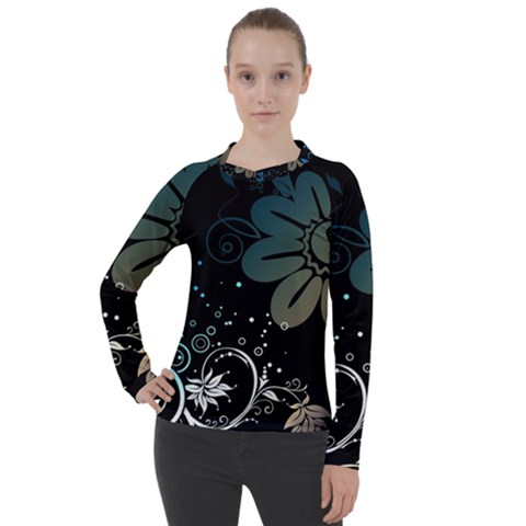 Flower Abstract Desenho Women s Pique Long Sleeve T-shirt by Bedest