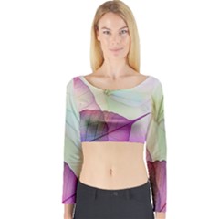 Leaf Desenho Micro Long Sleeve Crop Top by Bedest