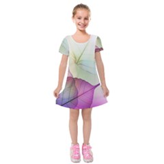 Leaf Desenho Micro Kids  Short Sleeve Velvet Dress by Bedest