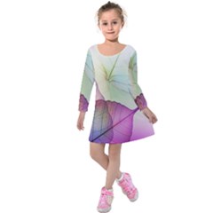 Leaf Desenho Micro Kids  Long Sleeve Velvet Dress by Bedest