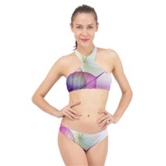 Leaf Desenho Micro High Neck Bikini Set by Bedest