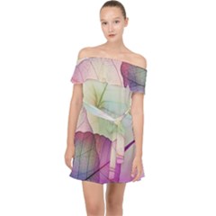 Leaf Desenho Micro Off Shoulder Chiffon Dress by Bedest