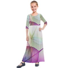 Leaf Desenho Micro Kids  Quarter Sleeve Maxi Dress