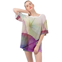 Leaf Desenho Micro Oversized Chiffon Top by Bedest