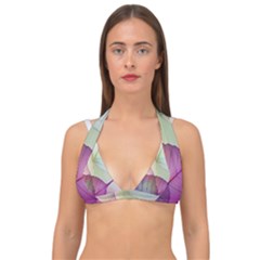 Leaf Desenho Micro Double Strap Halter Bikini Top by Bedest