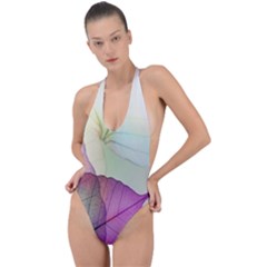 Leaf Desenho Micro Backless Halter One Piece Swimsuit by Bedest