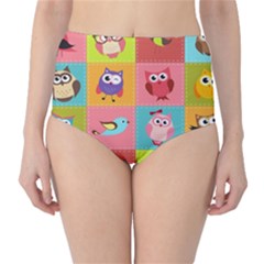 Owls Pattern Abstract Art Desenho Vector Cartoon Classic High-waist Bikini Bottoms by Bedest