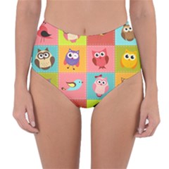 Owls Pattern Abstract Art Desenho Vector Cartoon Reversible High-waist Bikini Bottoms by Bedest