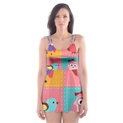 Owls Pattern Abstract Art Desenho Vector Cartoon Skater Dress Swimsuit by Bedest