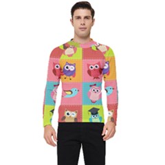 Owls Pattern Abstract Art Desenho Vector Cartoon Men s Long Sleeve Rash Guard by Bedest