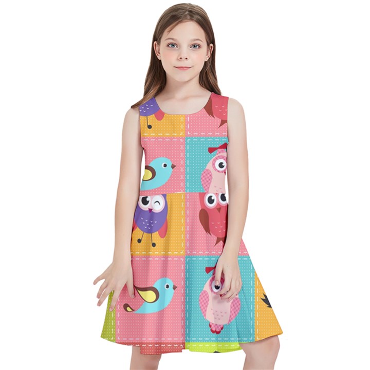 Owls Pattern Abstract Art Desenho Vector Cartoon Kids  Skater Dress