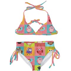 Owls Pattern Abstract Art Desenho Vector Cartoon Kids  Classic Bikini Set by Bedest