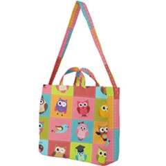 Owls Pattern Abstract Art Desenho Vector Cartoon Square Shoulder Tote Bag by Bedest