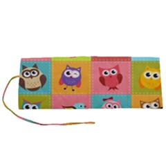 Owls Pattern Abstract Art Desenho Vector Cartoon Roll Up Canvas Pencil Holder (s) by Bedest