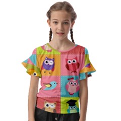 Owls Pattern Abstract Art Desenho Vector Cartoon Kids  Cut Out Flutter Sleeves by Bedest