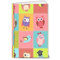 Owls Pattern Abstract Art Desenho Vector Cartoon 8  X 10  Hardcover Notebook by Bedest