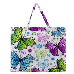 Butterflies Abstract Background Colorful Desenho Vector Zipper Large Tote Bag