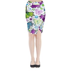 Butterflies Abstract Background Colorful Desenho Vector Midi Wrap Pencil Skirt by Bedest