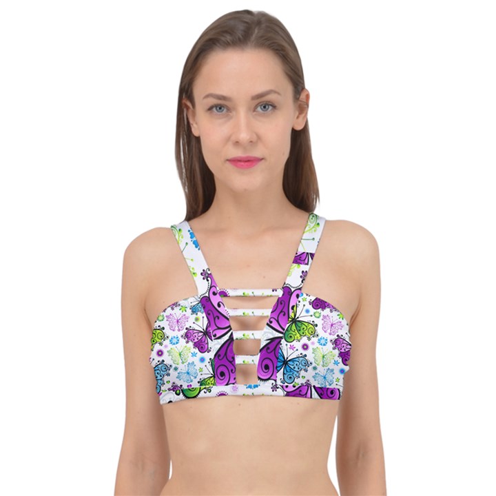 Butterflies Abstract Background Colorful Desenho Vector Cage Up Bikini Top