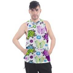 Butterflies Abstract Background Colorful Desenho Vector Men s Sleeveless Hoodie by Bedest