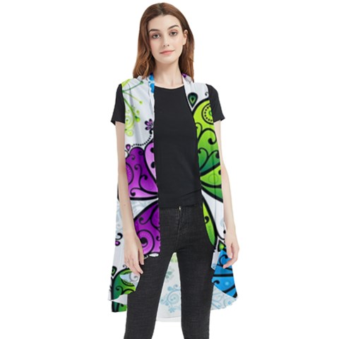 Butterflies Abstract Background Colorful Desenho Vector Sleeveless Chiffon Waistcoat Shirt by Bedest