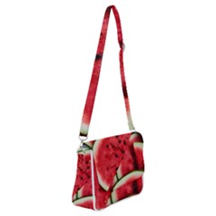 Watermelon Fruit Green Red Shoulder Bag With Back Zipper by Bedest