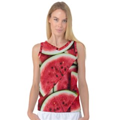 Watermelon Fruit Green Red Women s Basketball Tank Top by Bedest