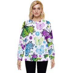 Butterflies Abstract Background Colorful Desenho Vector Hidden Pocket Sweatshirt by Bedest