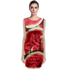 Watermelon Fruit Green Red Classic Sleeveless Midi Dress by Bedest