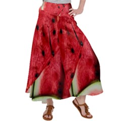 Watermelon Fruit Green Red Women s Satin Palazzo Pants by Bedest