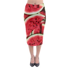 Watermelon Fruit Green Red Midi Pencil Skirt by Bedest