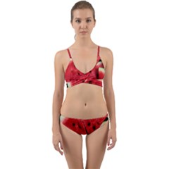 Watermelon Fruit Green Red Wrap Around Bikini Set by Bedest