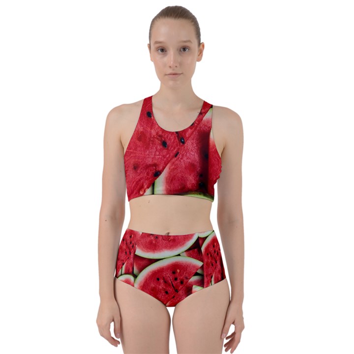 Watermelon Fruit Green Red Racer Back Bikini Set